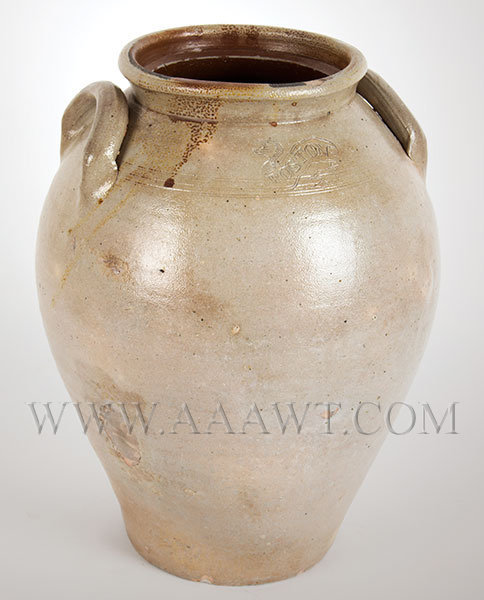 Stoneware Ovoid Jar Attributed to Frederick Carpenter, Impressed Banner
Boston, Early 19th Century, entire view